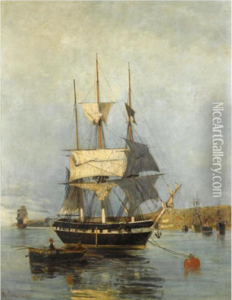Greek Ship Oil Painting - Constantinos Volanakis