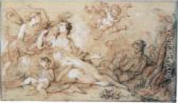 A Mythological Scene With Venus, Psyche And Cupid Oil Painting - Charles Joseph Natoire
