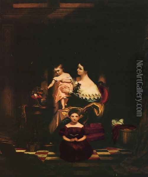 Mrs. Richard C. Morse and Her Two Children (Elizabeth Ann and Charlotte) Oil Painting - Samuel Finley Breese Morse