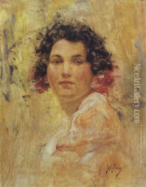 Giovane Popolana Oil Painting - Vincenzo Migliaro