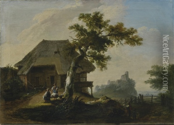Bauernhaus In Oberbuchsiten Oil Painting - Caspar Wolf