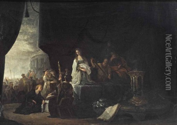 The Sacrifice Of Jephthah's Daughter Oil Painting - Jacob Willemsz de Wet the Elder