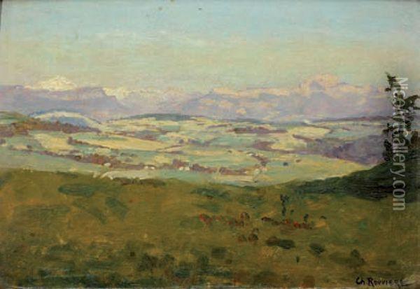 Au Pied De La Chaine Des Alpes Oil Painting - Charles Rouviere
