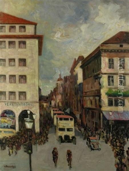 Berlin-friedrichstrasse Oil Painting - Ferdinand Freiherr Von Massenbach