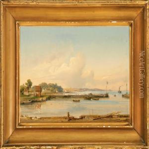 View Of A Humblebaek Harbour Oil Painting - Vilhelm Peter Carl Petersen