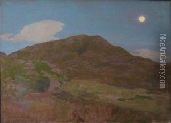 A Moonlit Landscape Oil Painting - John Mckirdy Duncan