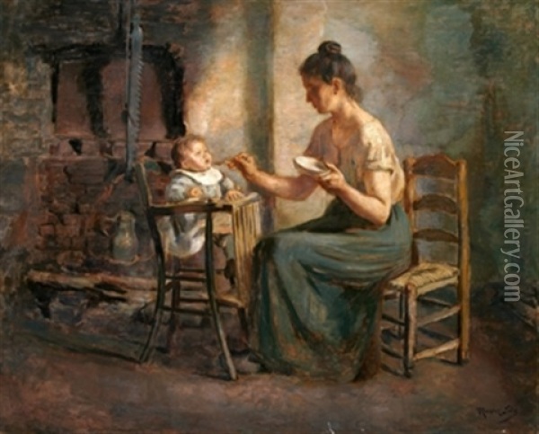 Escena De Madre Con Su Hijo Oil Painting - Ventura Alvarez Sala