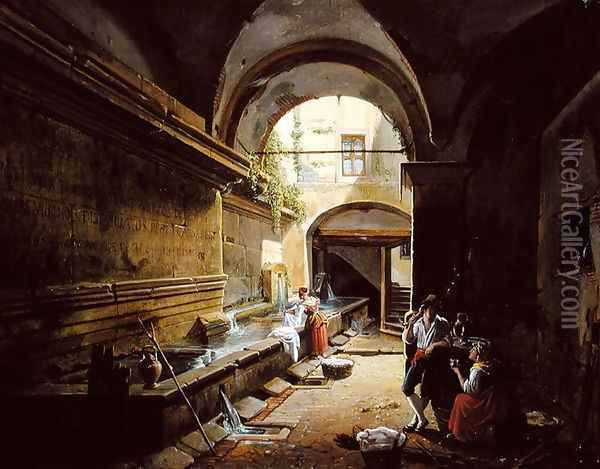 The Friary Wash House Oil Painting - Nicholas-Ambroise Chatelin