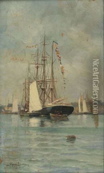 Ship With Flags Oil Painting - Sydney Mortimer Laurence