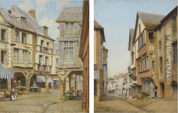 A Street In Dinan, Brittany Oil Painting - John Mulcaster Carrick