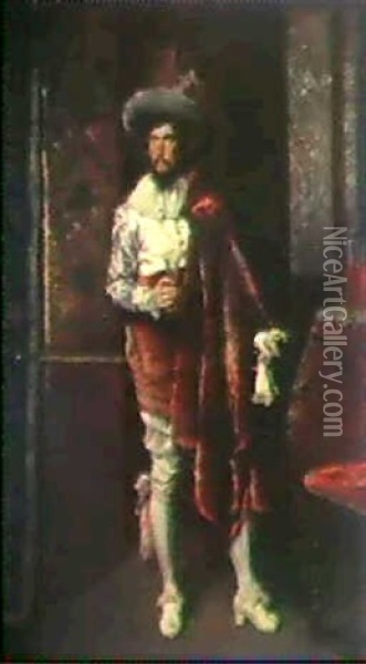 Kavalier In Interieur Oil Painting - Ferdinand Victor Leon Roybet