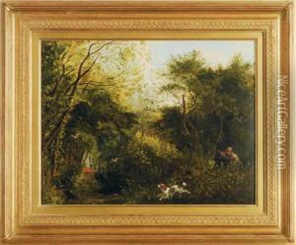 Hunting Birds In A Forest Oil Painting - Samuel John Egbert Jones