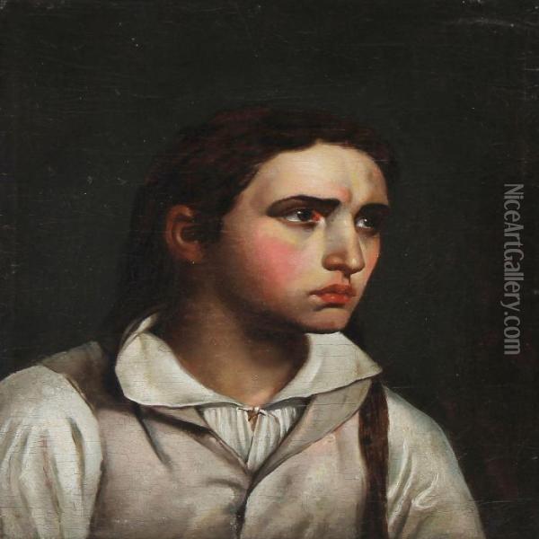 Portraet Af En Ung Kvinde Oil Painting - H.D.C. Martens