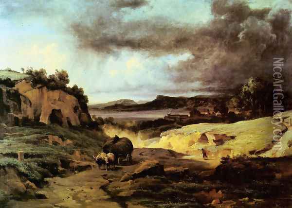 La Cervara, the Roman Countryside 2 Oil Painting - Jean-Baptiste-Camille Corot