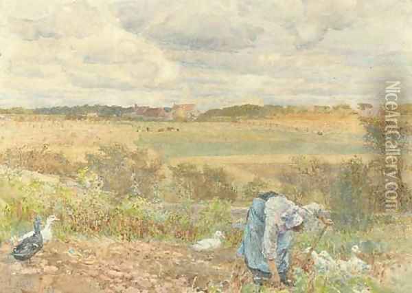 Digging potatoes Oil Painting - Lionel Percy Smythe