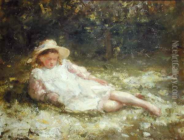 Idle Moments Oil Painting - Robert Gemmell Hutchison