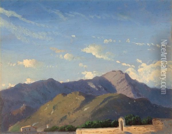 Veduta Della Montagna Di Castellammare Di Stabia Oil Painting - Simon-Joseph-Alexandre Clement Denis