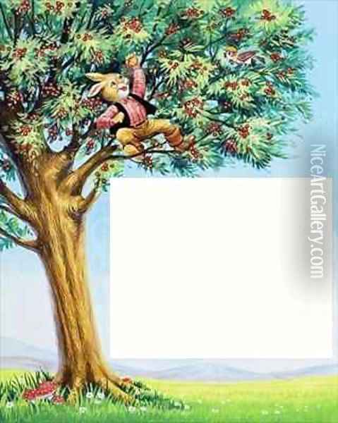 Brer Rabbit in Cherry Tree Oil Painting - Henry Charles Fox