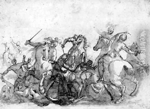A cavalry skirmish Oil Painting - Francesco Allegrini