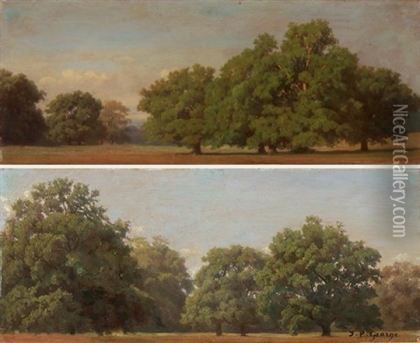 Gegenstucke: Baumlandschaften (pair) Oil Painting - Jean Philippe George-Julliard