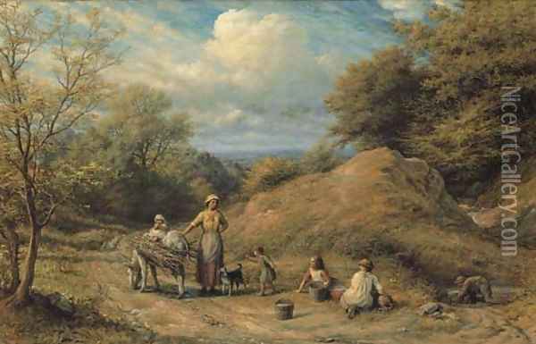 Cottager and Tramps Oil Painting - James Thomas Linnell