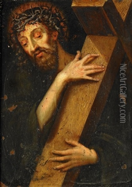 Jesus Barande Korset Oil Painting - Lieven Mehus