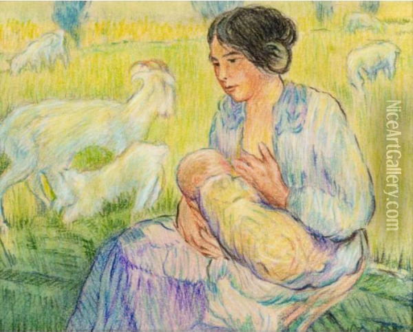 Mother And Child Oil Painting - Nikolai Aleksandrovich Tarkhov