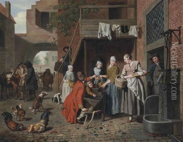 The Mussel Vendor Oil Painting - Jan Josef Horemans the Younger