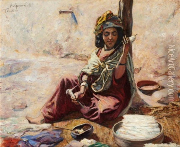 Fileuse A Bou Saada Oil Painting - Alphonse Leon Germain-Thill