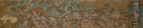 Landschaft Im Blaugrun-stil Mit Palastanlage Oil Painting -  Li Zhaodao