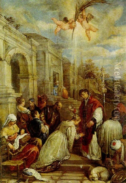 S.valentino Battezza Oil Painting - Jacopo dal Ponte Bassano