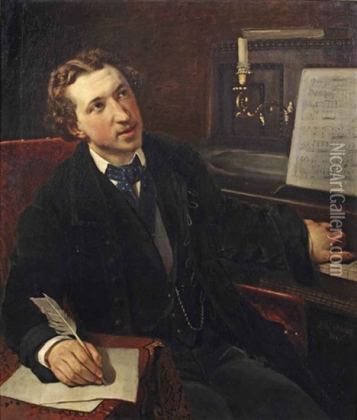 The Young Composer Oil Painting - Jacques Joseph Eeckhout