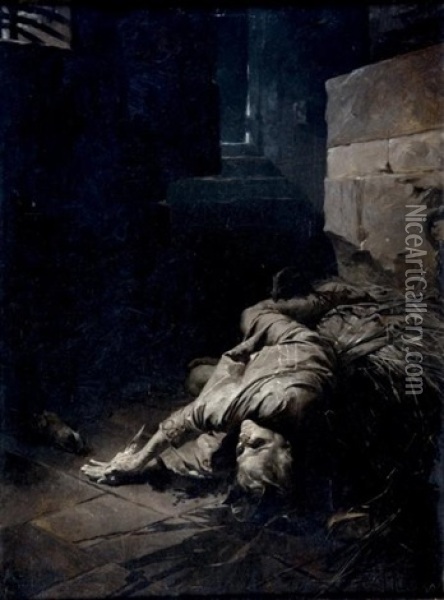 Suicide De Pierre De Vignes Oil Painting - Alphonse Mucha
