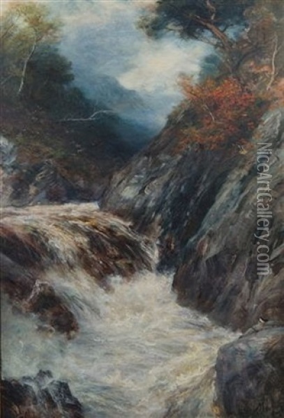 St. Mary's Fall, Glencanoch Oil Painting - John MacWhirter