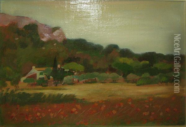 Landschap Met Dorp Oil Painting - Devos Berenice
