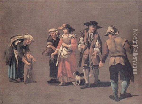 Studies Of Peasants Oil Painting - Pieter van Bloemen