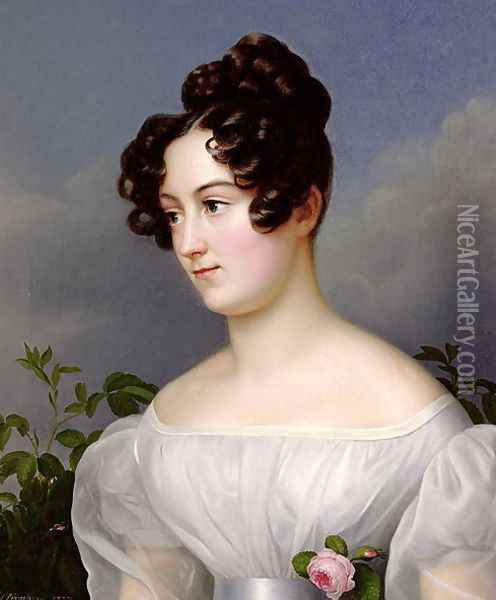 Portrait of a Young Woman, 1827 Oil Painting - Franz Seraph Stirnbrand