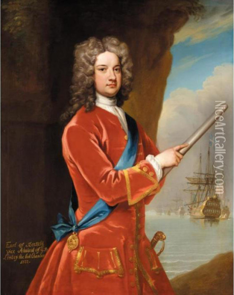 Portrait Of Admiral James Berkeley, 3rd Earl Of Berkeley (1680-1736) Oil Painting - Sir Godfrey Kneller