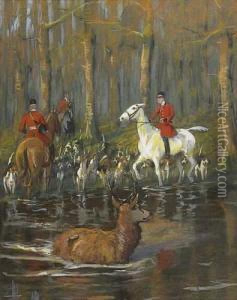 La Chasse A Courre Oil Painting - Georges Louis Ch. Busson