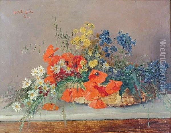 Still Life Of Flowers Oil Painting - Enrichetta Chiostri
