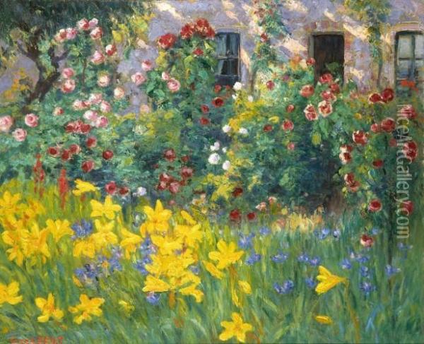 Jardin Au Printemps Oil Painting - Narcisse Guilbert