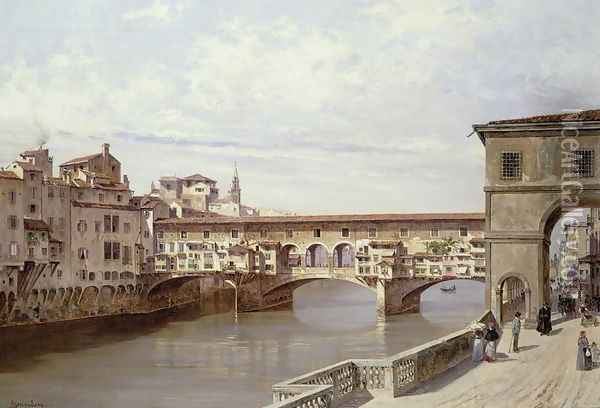 The Pontevecchio, Florence Oil Painting - Antonietta Brandeis