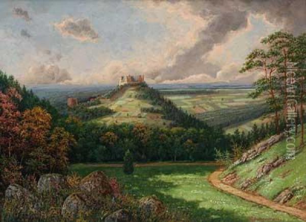 Junges Paar Vor Alpental Oil Painting - Heinrich Wilhelm K. Jungmann