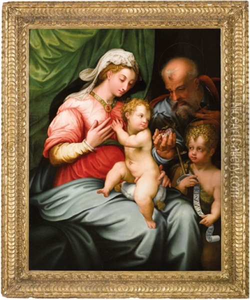 Die Heilige Familie Mit Dem Johannesknaben Oil Painting - Girolamo (il Sermoneta) Sicciolante