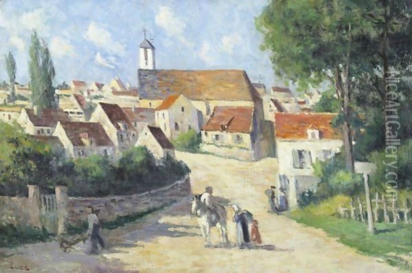 Guernes, La Rue De Village Oil Painting - Maximilien Luce