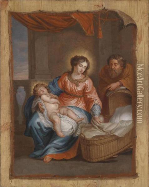 A Trompe-l'oeil With The Holy Family Oil Painting - Jacob Andries Beschey