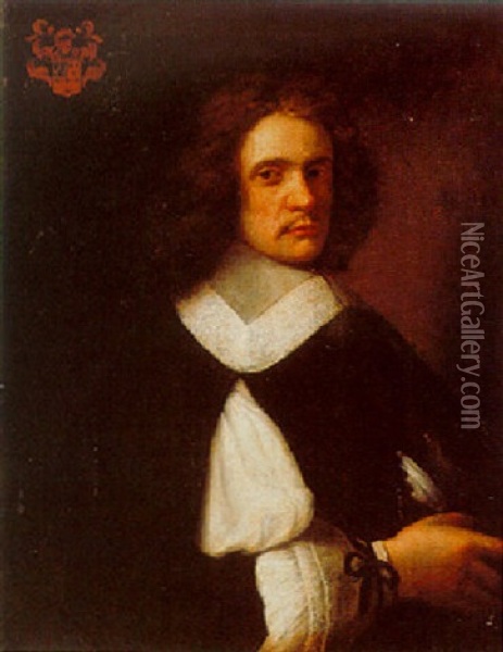 Portrait Of A Gentleman, Half-length, Wearing Black Costume Oil Painting - Jacobus Levecq