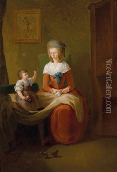 Bildnis Der Ehefrau Und Des Kindes Des Gottlieb Christian Heigelen Oil Painting - Philipp Friedrich Von Hetsch