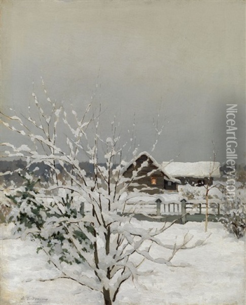 Winter Landscape Oil Painting - Sergei Ivanovich Endogouroff