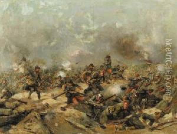 The Charge Oil Painting - Wilfred Constant Beauquesne